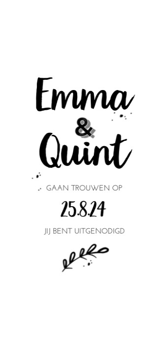 Trouwkaart - Zwart-Wit Typografisch