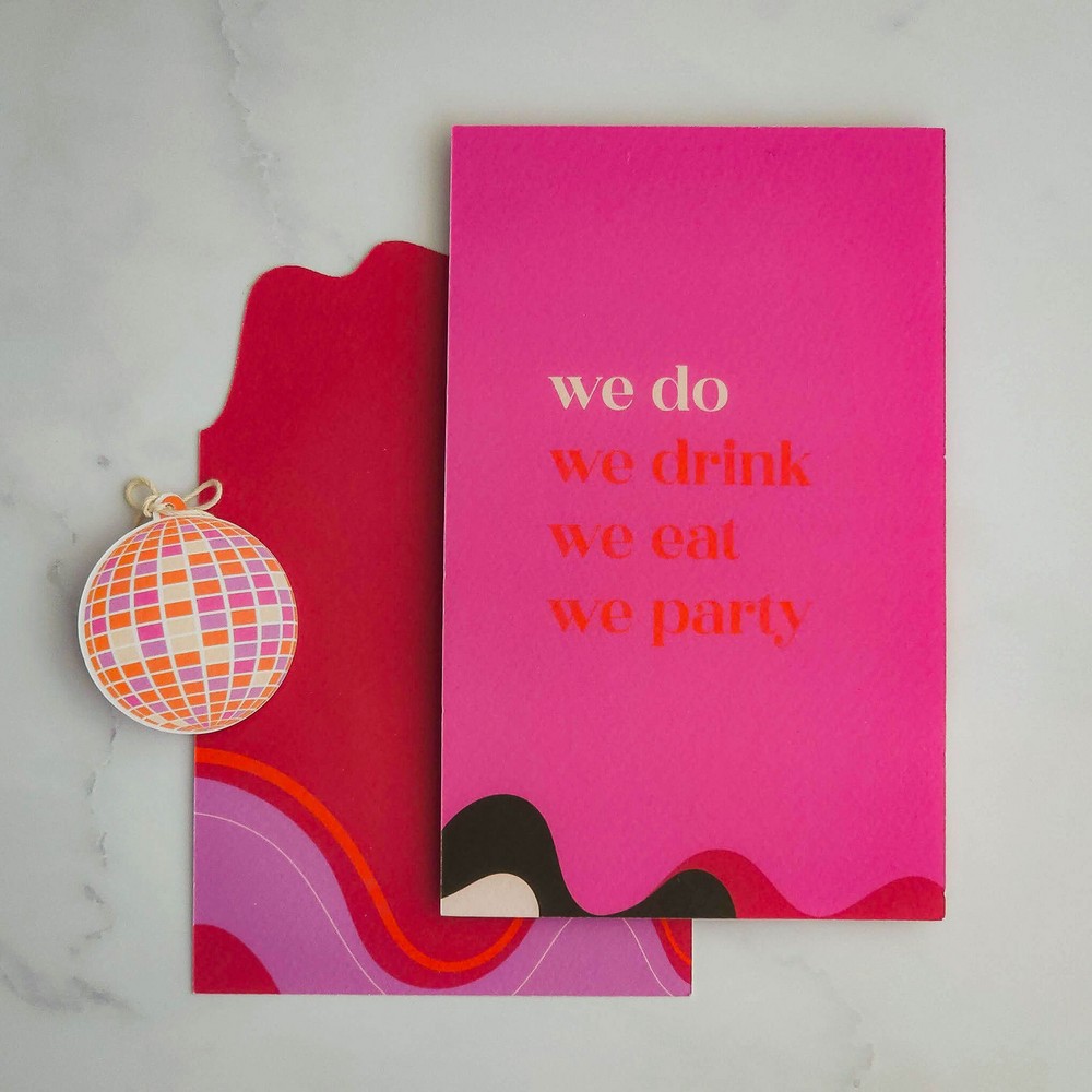 STAPEL Trouwkaart - 70s Disco Roze