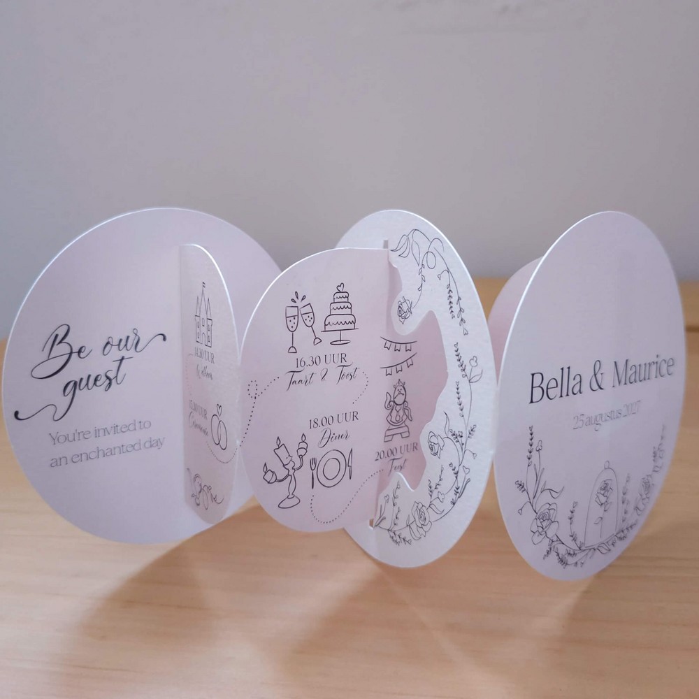 POP-UP Drieluik Trouwkaart - Disney Inspired Be our Guest