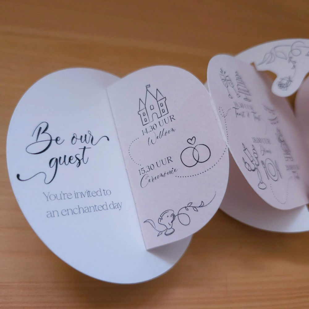 POP-UP Drieluik Trouwkaart - Disney Inspired Be our Guest