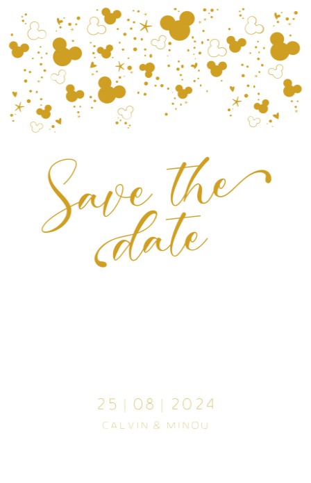 FOLIE Save the date - Disney Inspired Mickey Confetti Goud