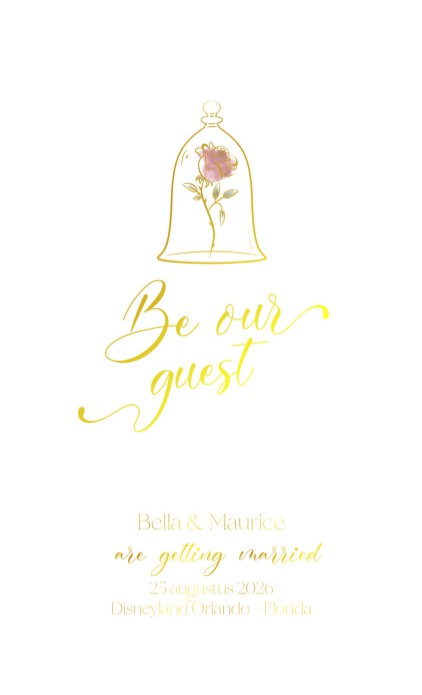 FOLIE Trouwkaart - Disney Inspired Belle Goud- Dubbel