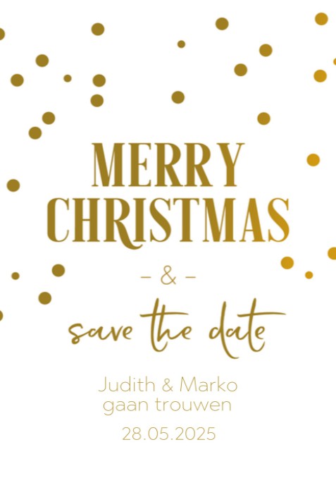 Kerst Save the date - Glitters en Goud