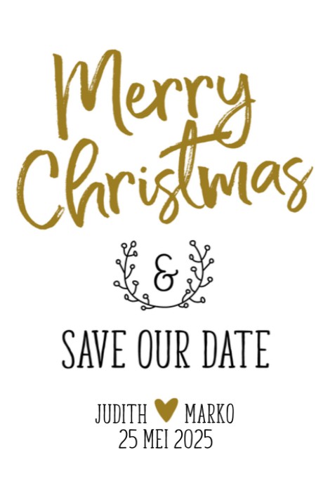 Kerst Save the date - Goud Typografisch voor