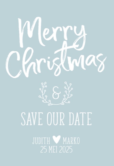 Kerst Save the date - Typografisch Blauw voor