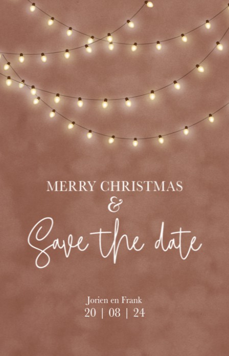 Kerst Save the date - Velvet roest lampjes