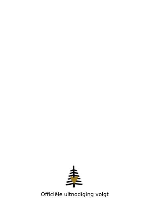 Kerst Save the date - Wit-zwart Kerstboom achter