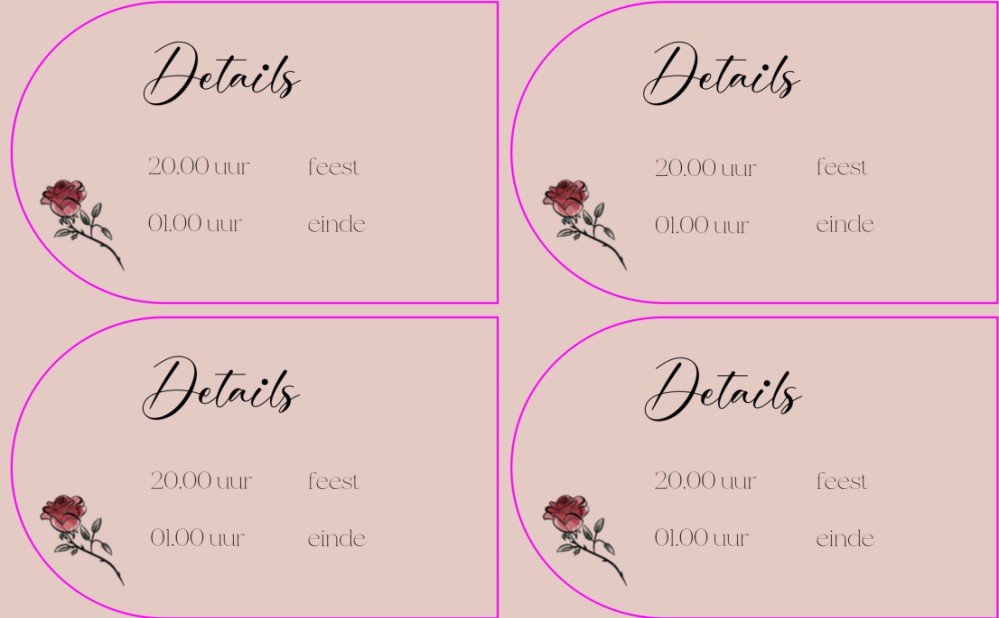 Labelkaart Avondgast - Disney Inspired Belle roze achter
