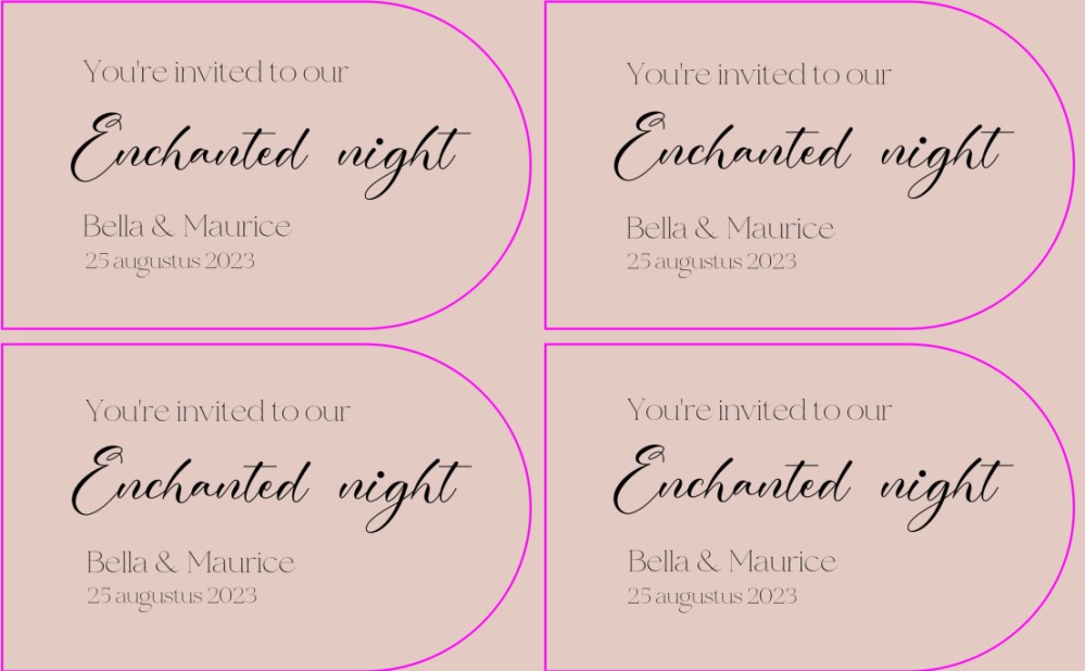Labelkaart Avondgast - Disney Inspired Belle roze voor