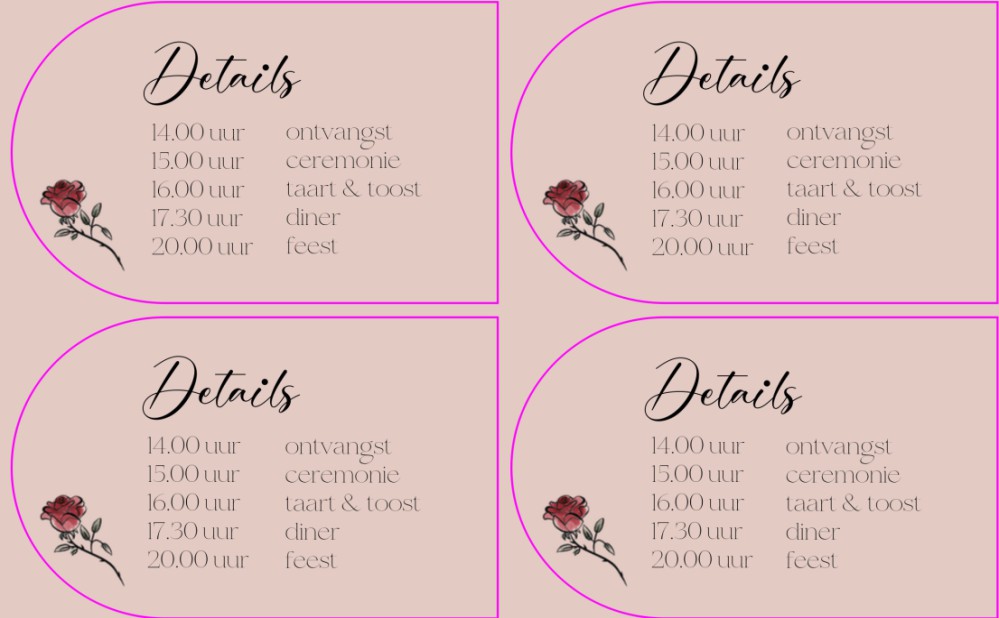 Labelkaart Daggast - Disney Inspired Belle roze achter