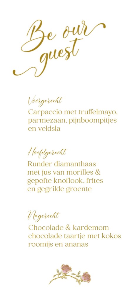 Menukaart - Disney Inspired Be Our Guest 2