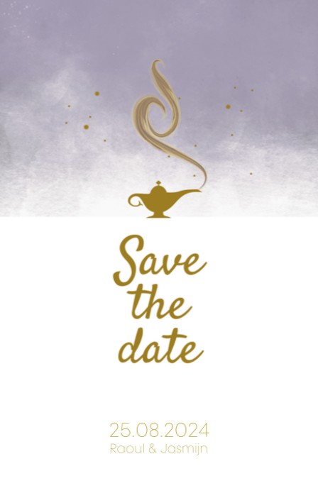 Save the date - Disney Inspired Aladdin lamp paars