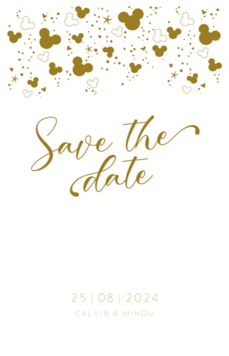 Save the date - Disney Inspired Mickey Confetti Goud