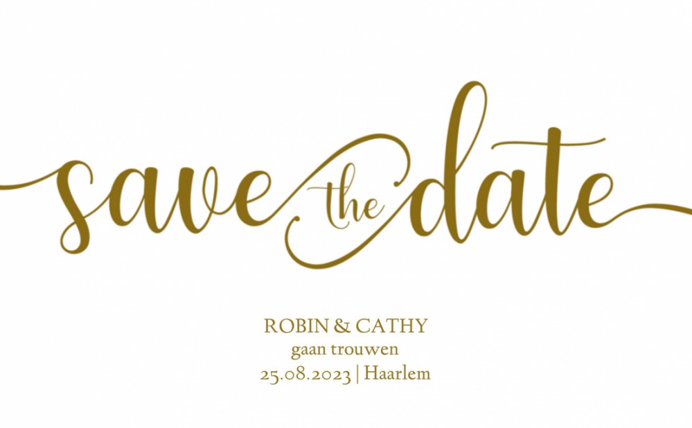Save the date - Goud Typografisch Sierlijk