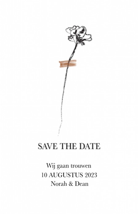 Save the date - Zwart Wit Bloemtakje 1