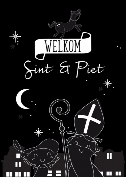 Sinterklaas Miniposter Welkom Zwart-Wit