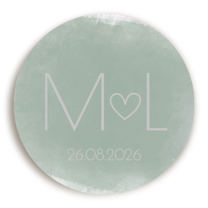 Sluitsticker Groen Watercolor zilver