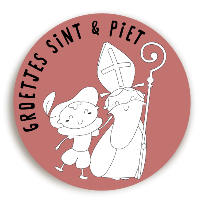 Sticker Groetjes Sint en Piet 4 voor