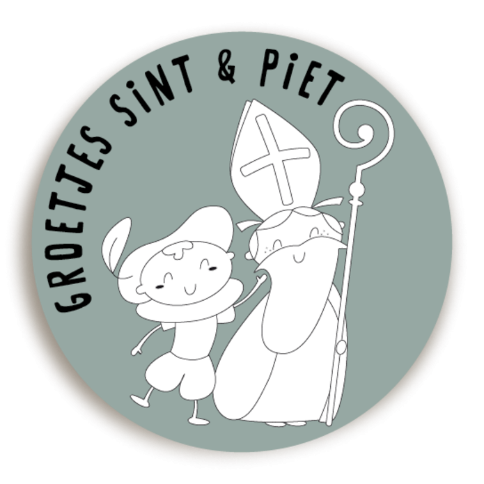 Sticker Groetjes Sint en Piet 5 voor