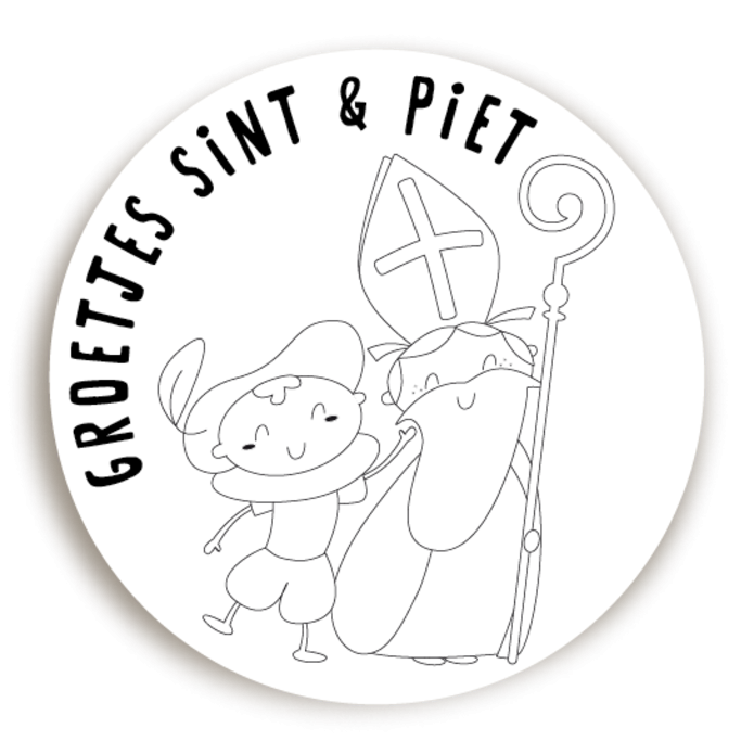Sticker Groetjes Sint en Piet 6 voor