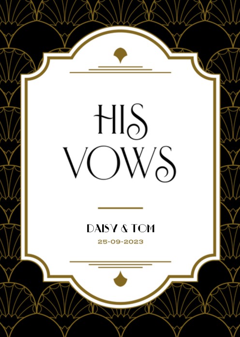 Trouwgelofte omslag - Great Gatsby Zwart - His Vows voor