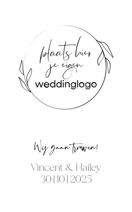 Weddinglogo trouwkaart minimalistisch voorkant
