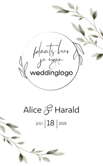Weddinglogo trouwkaart olijftakjes voor