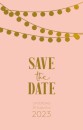 Save the date - Glitters en Goud Festivallampjes Roze