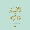 Trouwkaart - Goud Tint Letters Mintgroen voor
