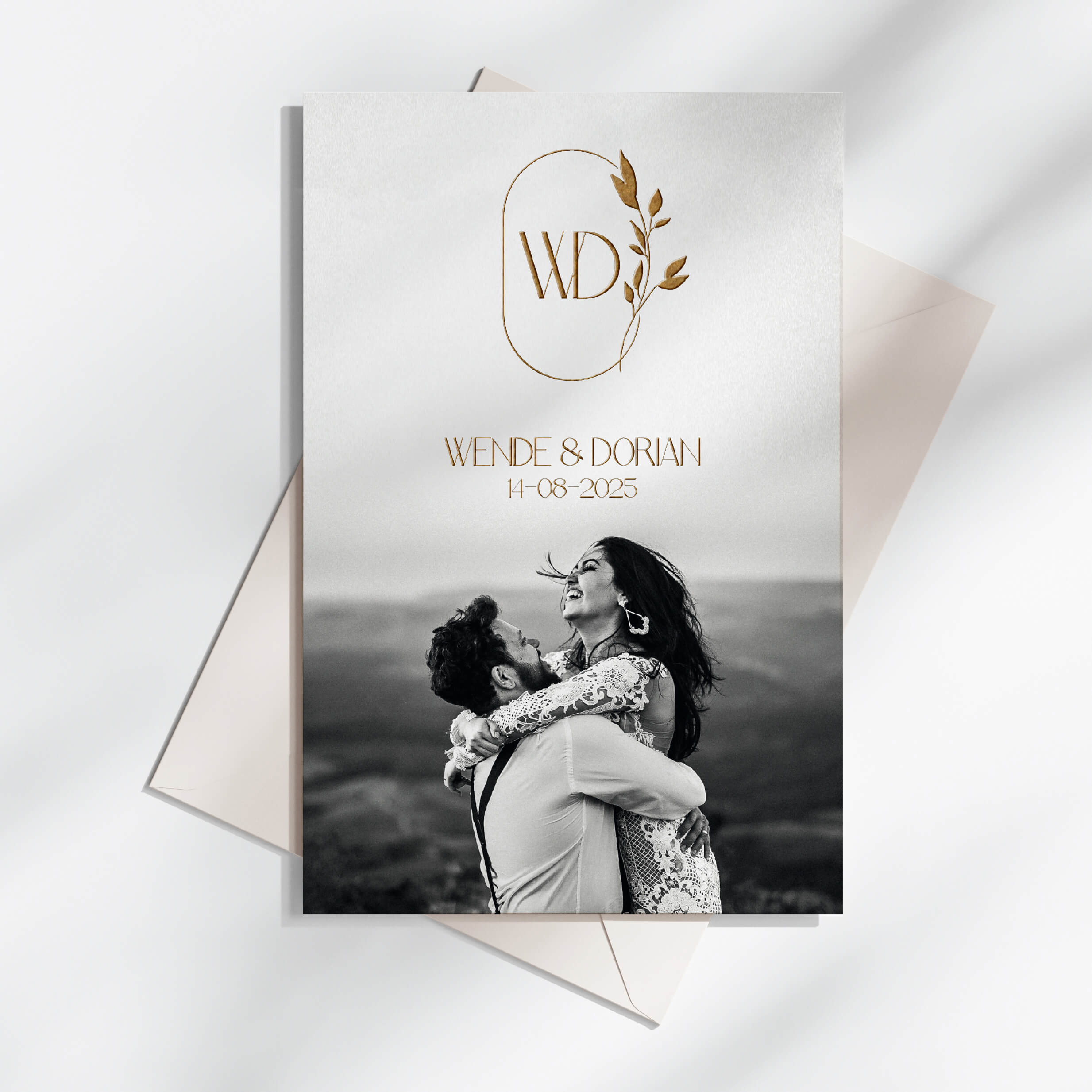 Trouwkaart - Weddinglogo Nature met foto